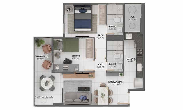 <p>Apartamento tipo 1</p>