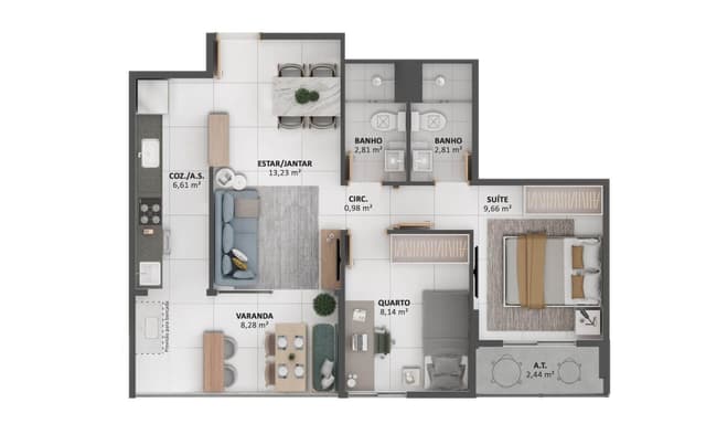 <p>Apartamento tipo 3</p>
