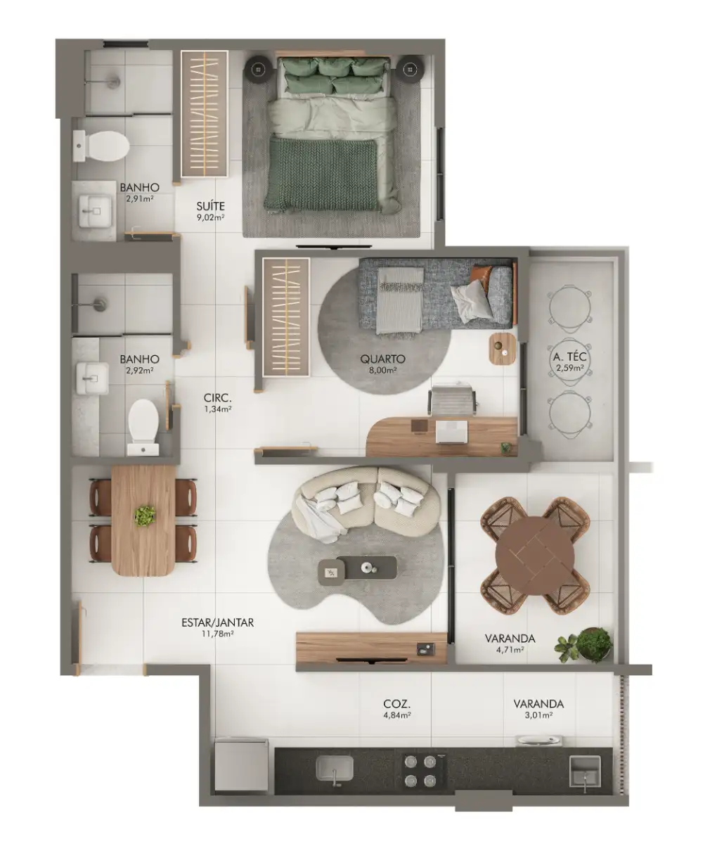 <p>Coluna 1 – 58,71m²</p>