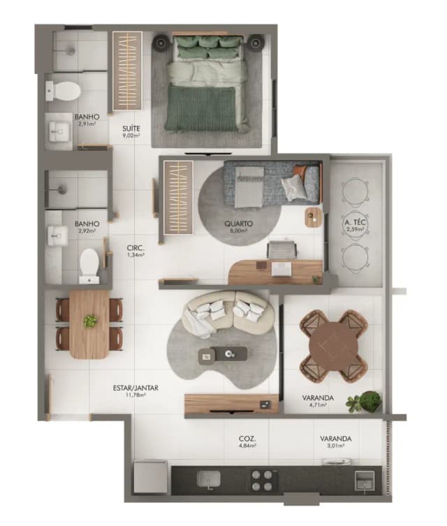 <p>Coluna 1 – 58,71m²</p>