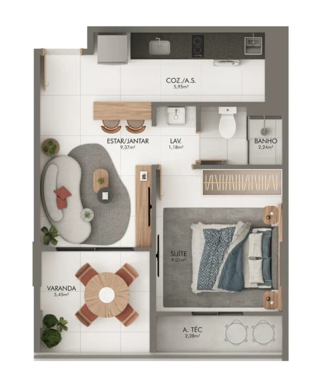 <p>Coluna 5 – 41,06m²</p>